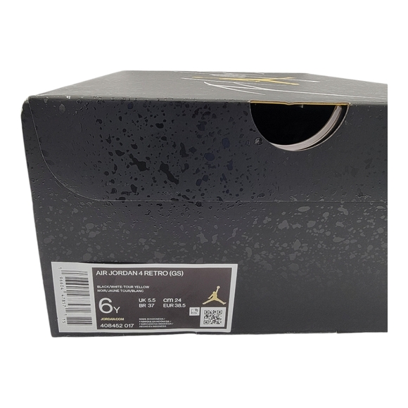 Nike Air Jordan 4 Retro Thunder GS Sz 6Y Yellow Black - Picture 7 of 7